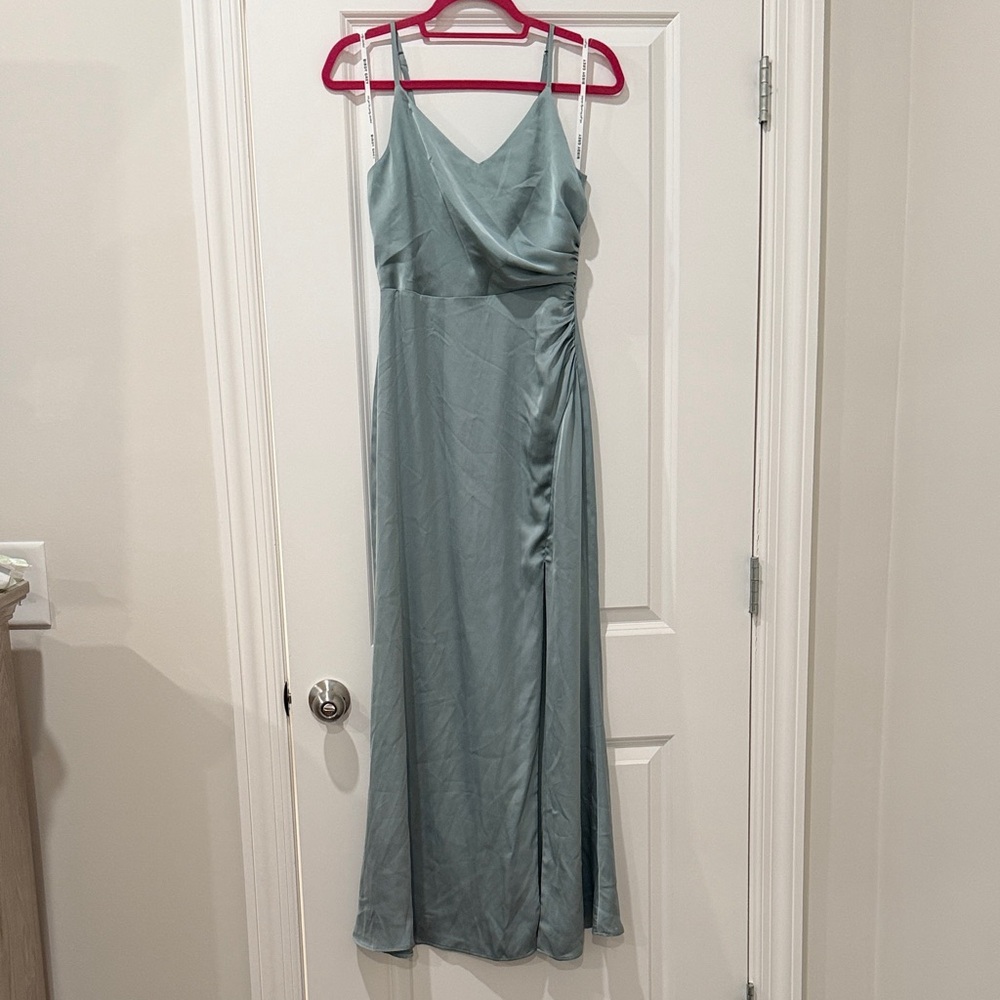 Birdy Grey Catherine Matte Satin Dress in Sage Green Size XS